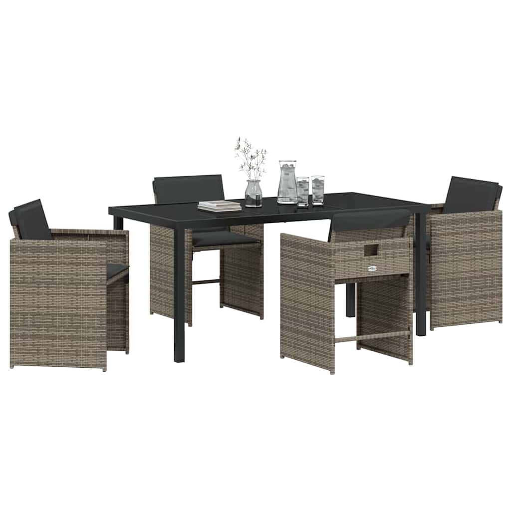 Have Spisebordssæt med pude 5 pcs Grå polyrattan