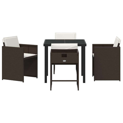 Have Spisebordssæt med pude 5 pcs Brun polyrattan