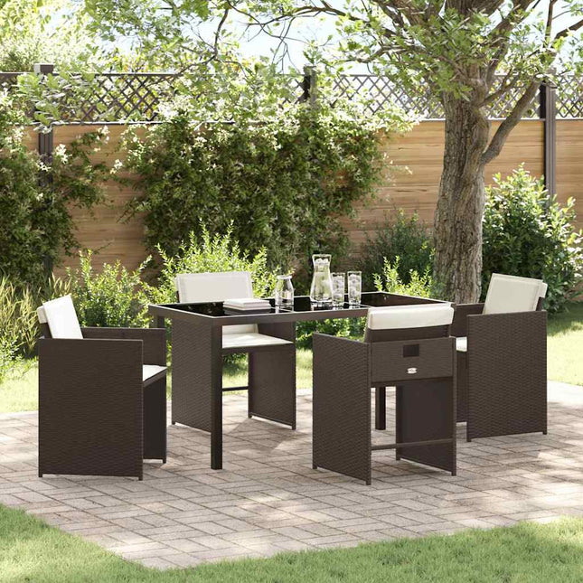 Have Spisebordssæt 5 stk. Brun polyrattan