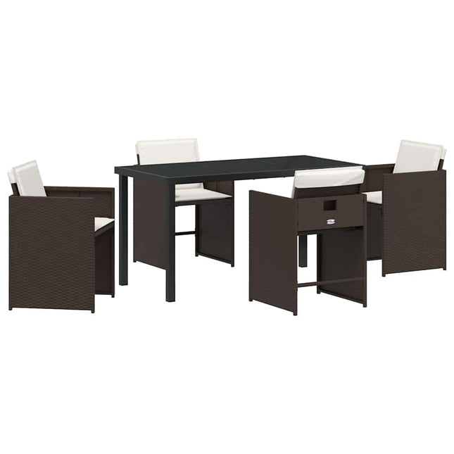 Have Spisebordssæt 5 stk. Brun polyrattan