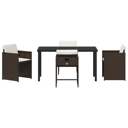 Have Spisebordssæt med pude 5 pcs Brun polyrattan
