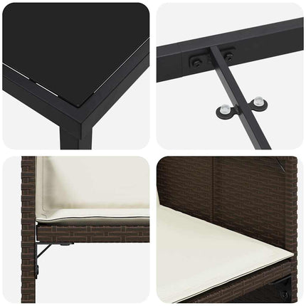Have Spisebordssæt med pude 5 pcs Brun polyrattan