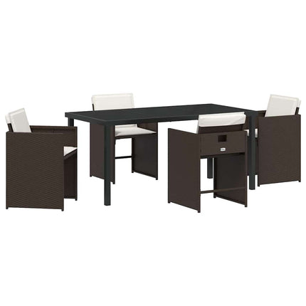 Have Spisebordssæt med pude 5 pcs Brun polyrattan