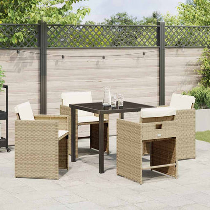 Have Spisebordssæt med pude 5 pcs Beige polyrattan