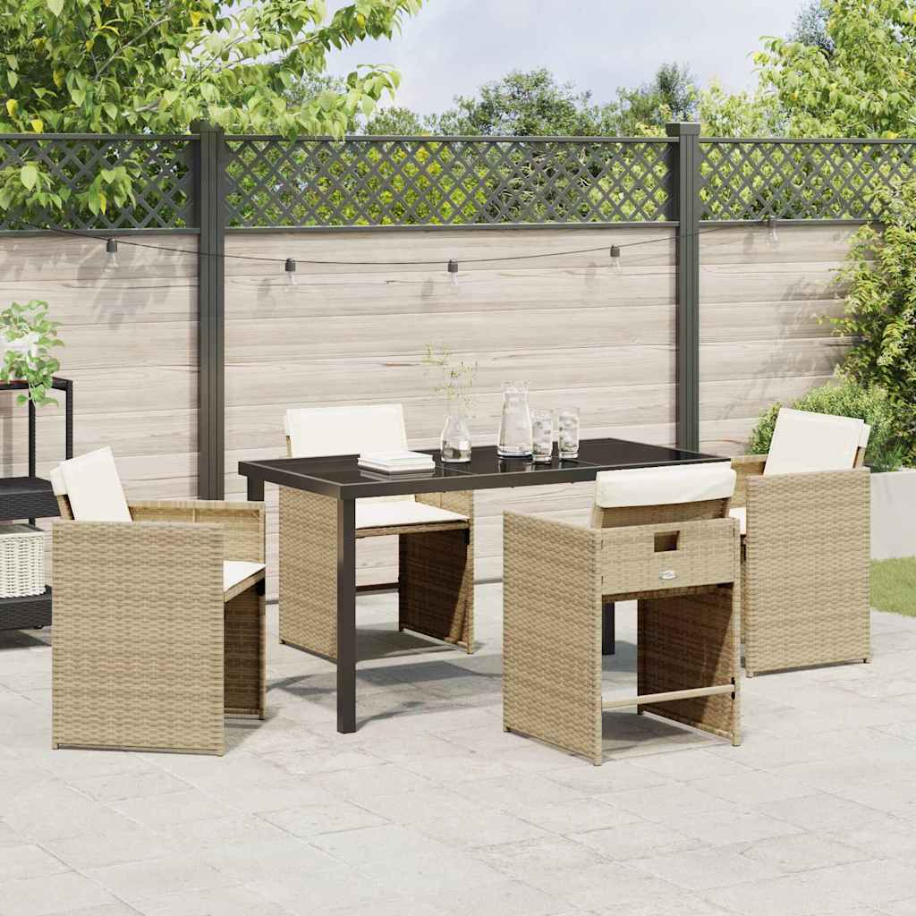 Have Spisebordssæt med pude 5 pcs Beige polyrattan