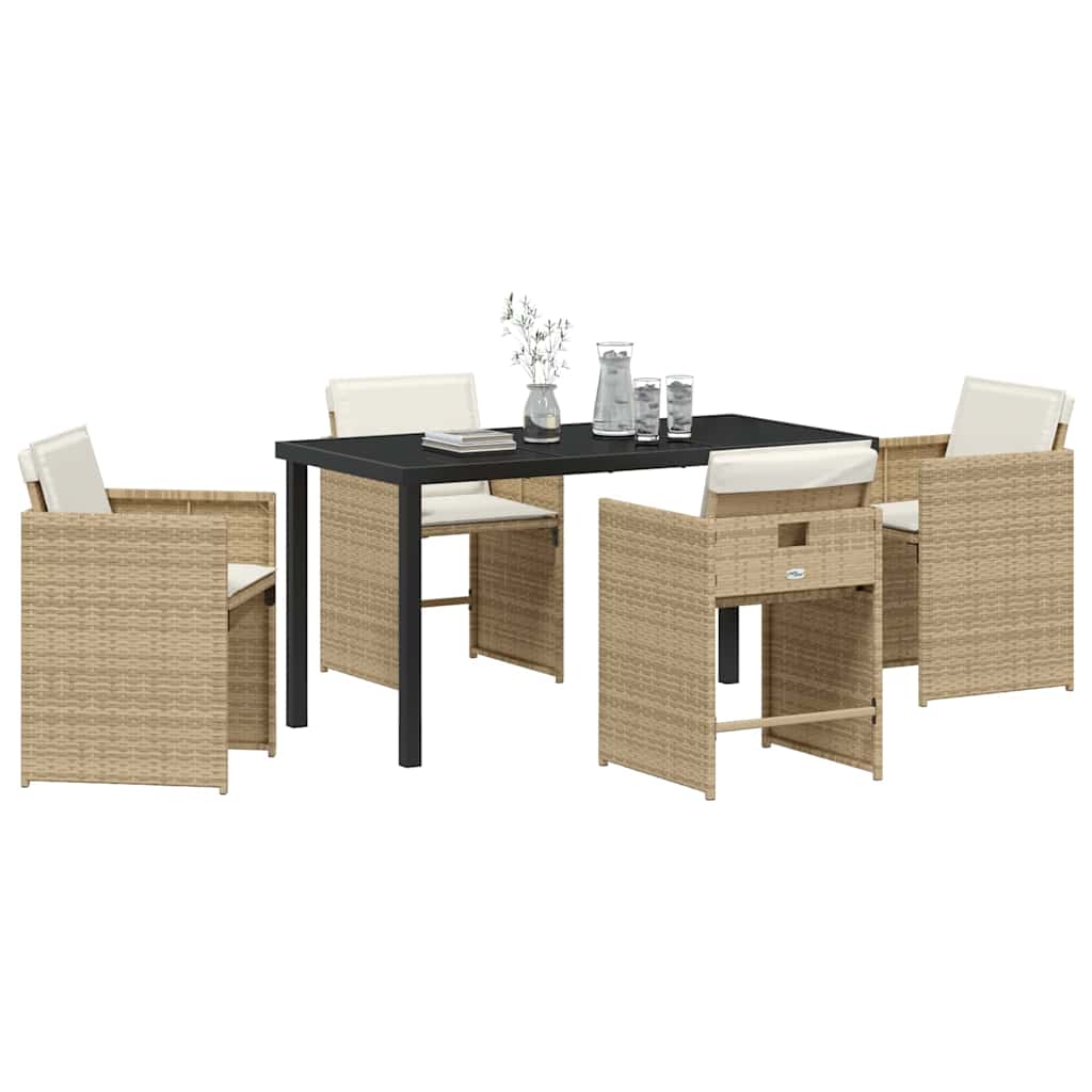Have Spisebordssæt med pude 5 pcs Beige polyrattan
