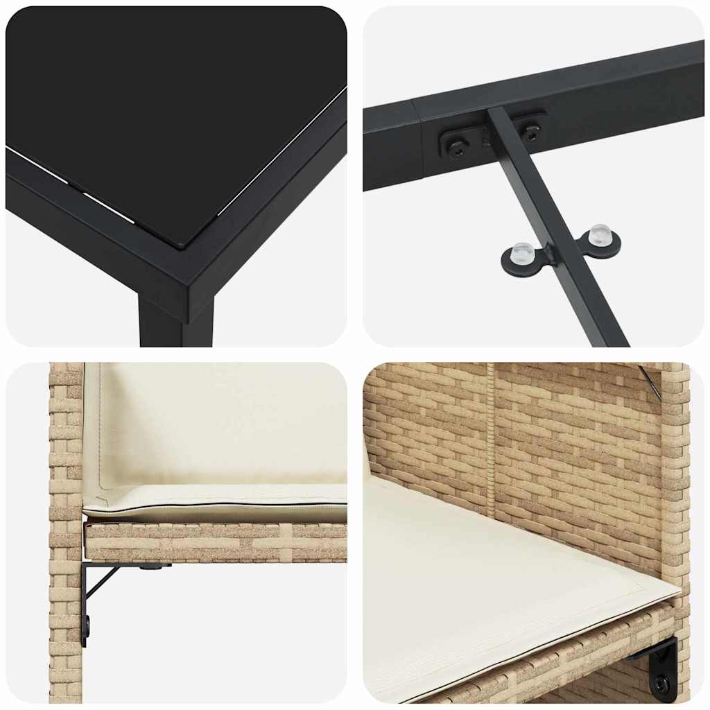 Have Spisebordssæt med pude 5 pcs Beige polyrattan