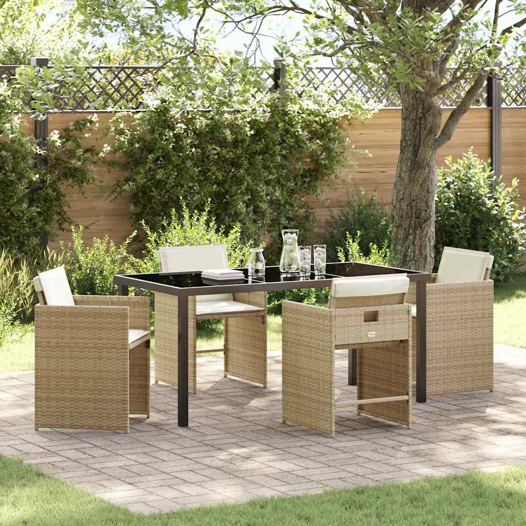 Have Spisebordssæt med pude 5 pcs Beige polyrattan
