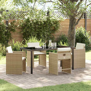 Have Spisebordssæt med pude 5 pcs Beige polyrattan