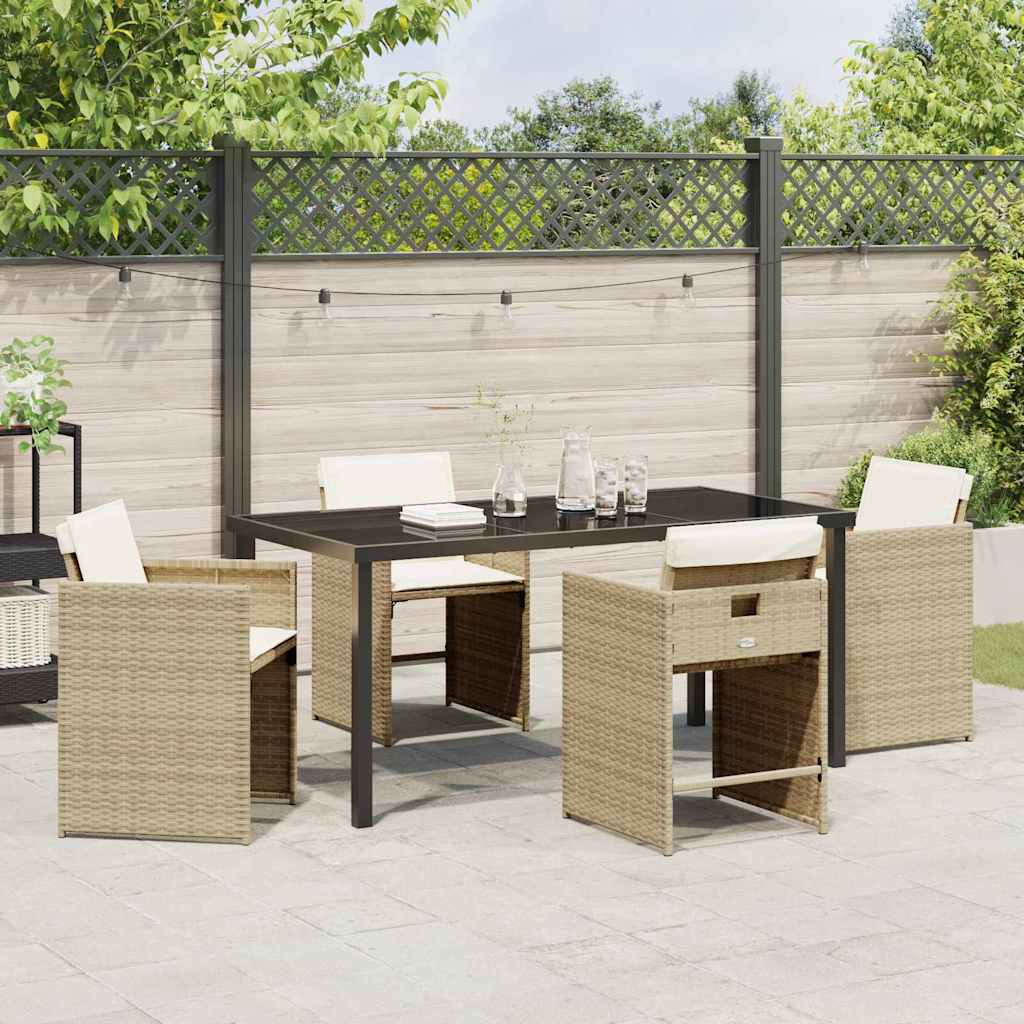 Have Spisebordssæt med pude 5 pcs Beige polyrattan