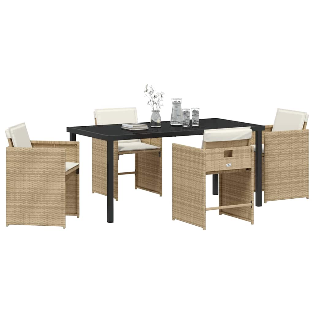 Have Spisebordssæt med pude 5 pcs Beige polyrattan