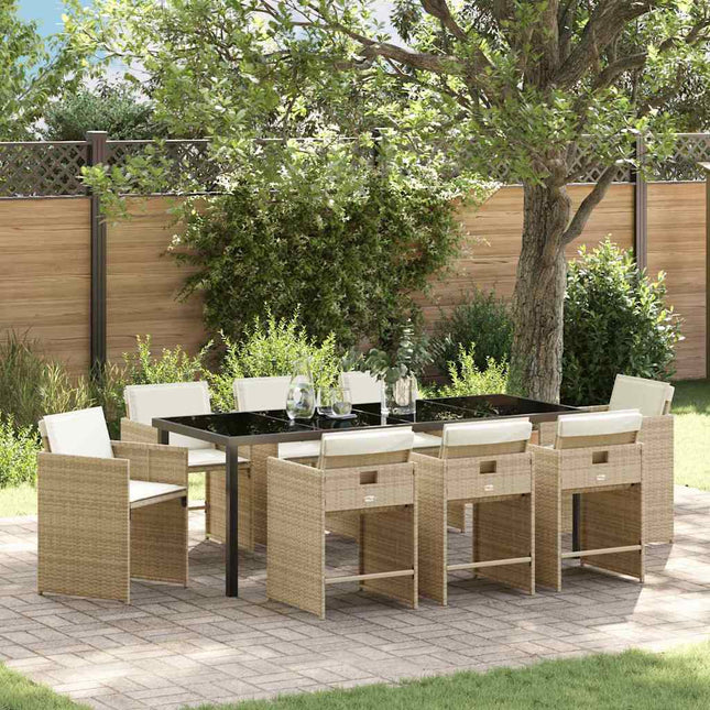 Have Spisebordssæt 9 stk. Beige polyrattan