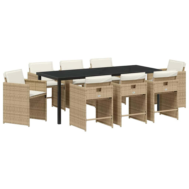 Have Spisebordssæt 9 stk. Beige polyrattan