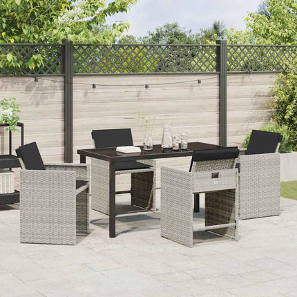 Have Spisebordssæt med pude 5 pcs Lysegrå polyrattan