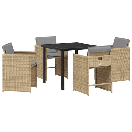 Have Spisebordssæt med pude 5 pcs Beige polyrattan