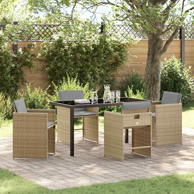 Have Spisebordssæt 5 stk. Beige polyrattan