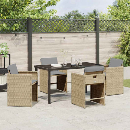 Have Spisebordssæt med pude 5 pcs Beige polyrattan