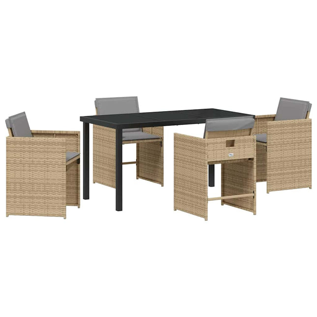 Have Spisebordssæt 5 stk. Beige polyrattan