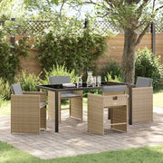 Have Spisebordssæt med pude 5 pcs Beige polyrattan
