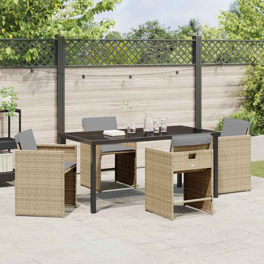 Have Spisebordssæt med pude 5 pcs Beige polyrattan
