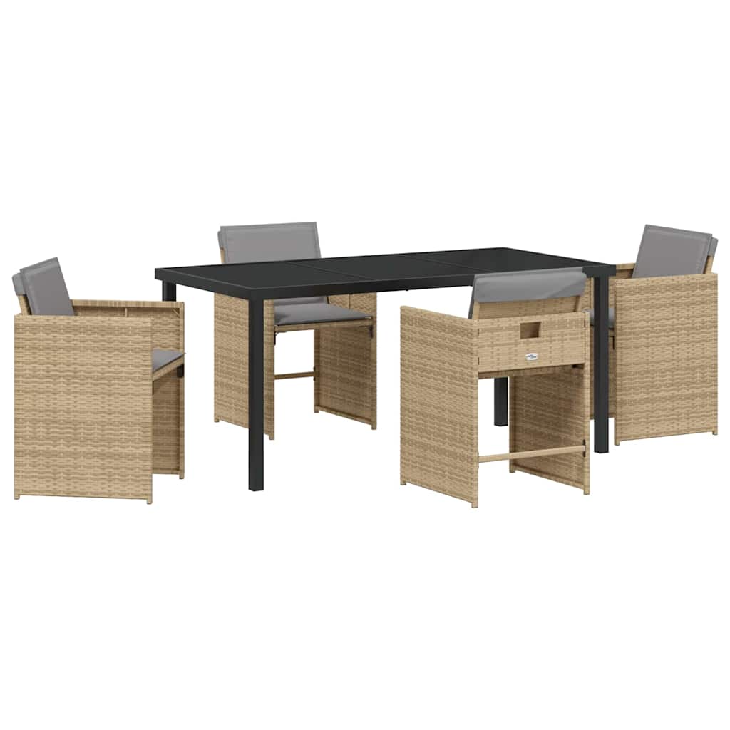 Have Spisebordssæt med pude 5 pcs Beige polyrattan