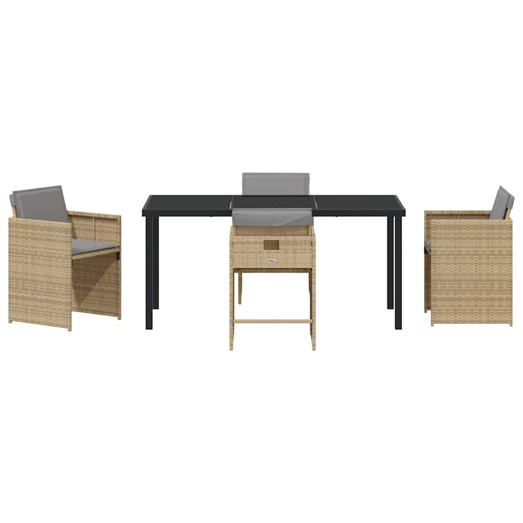 Have Spisebordssæt med pude 5 pcs Beige polyrattan