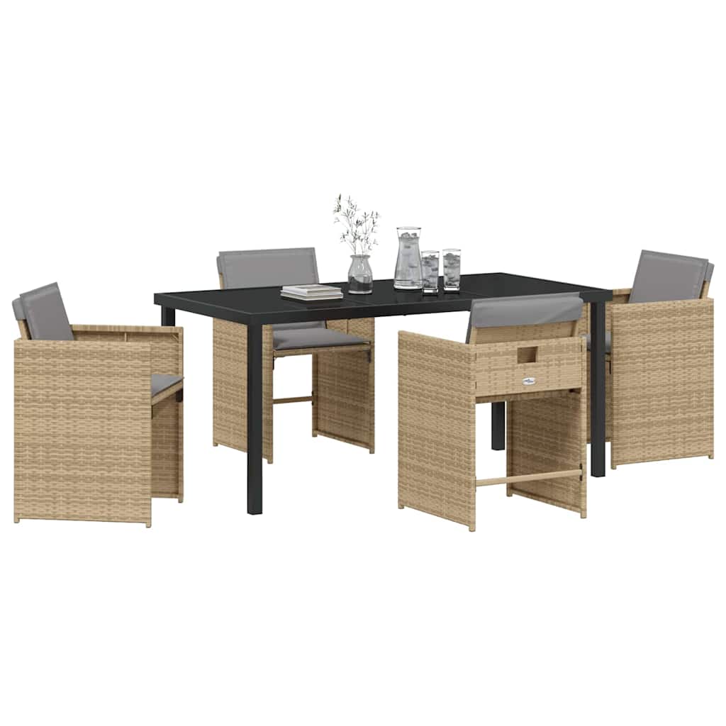 Have Spisebordssæt med pude 5 pcs Beige polyrattan