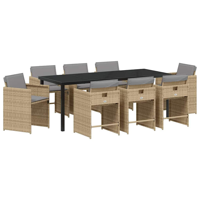 Have Spisebordssæt 9 stk. Beige polyrattan