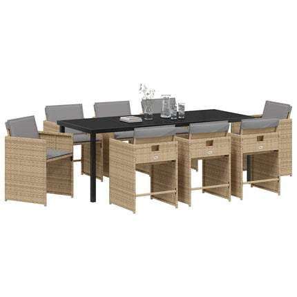 Have Spisebordssæt med pude 9 pcs Beige polyrattan