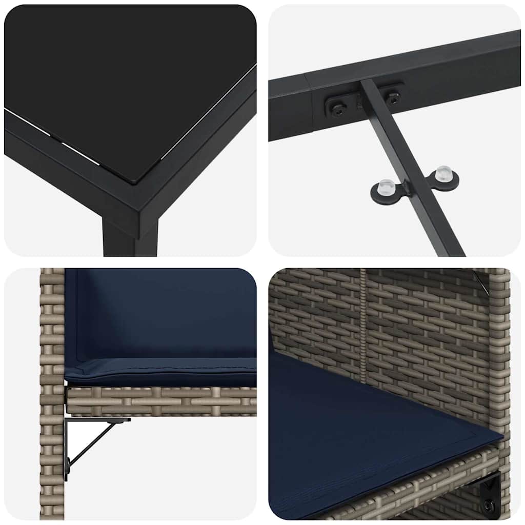 Have Spisebordssæt med pude 5 pcs Grå polyrattan
