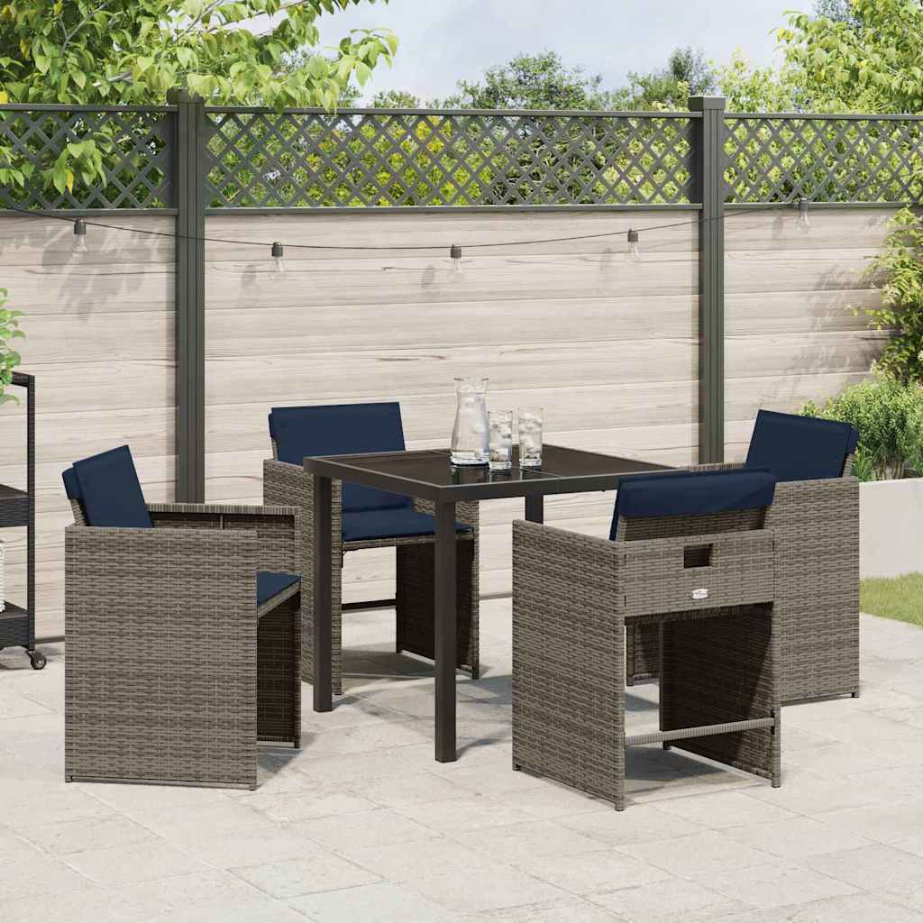 Have Spisebordssæt med pude 5 pcs Grå polyrattan