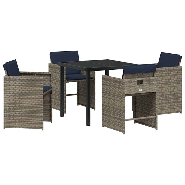 Have Spisebordssæt 5 stk. Grå polyrattan