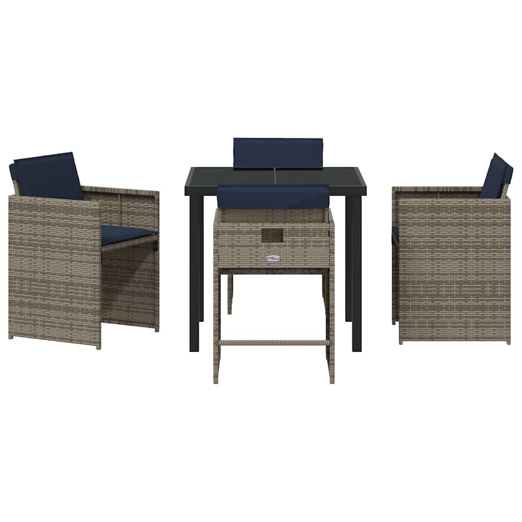 Have Spisebordssæt med pude 5 pcs Grå polyrattan