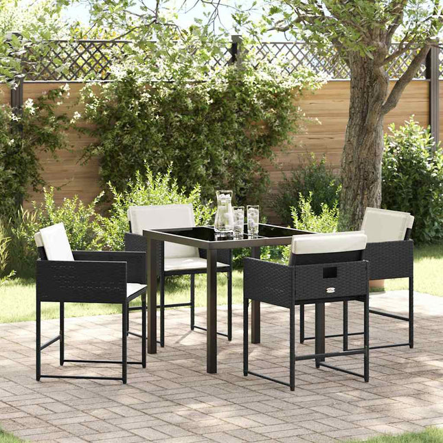 Have Spisebordssæt 5 stk. Sort polyrattan