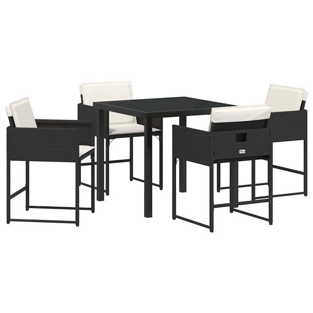 Have Spisebordssæt 5 stk. Sort polyrattan