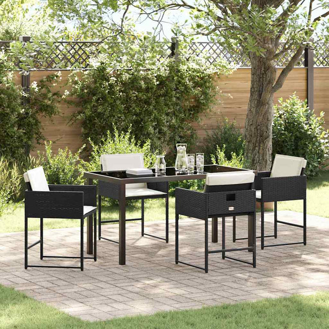 Have Spisebordssæt 5 stk. Sort polyrattan