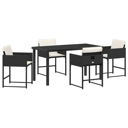 Have Spisebordssæt med pude 5 pcs Sort polyrattan