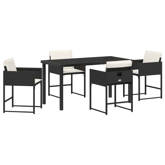 Have Spisebordssæt 5 stk. Sort polyrattan