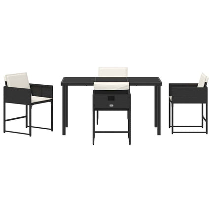 Have Spisebordssæt med pude 5 pcs Sort polyrattan