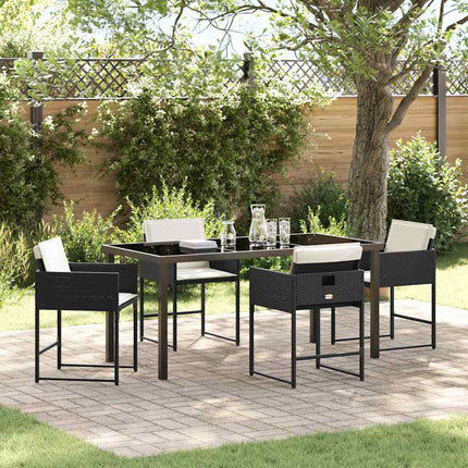 Have Spisebordssæt med pude 5 pcs Sort polyrattan