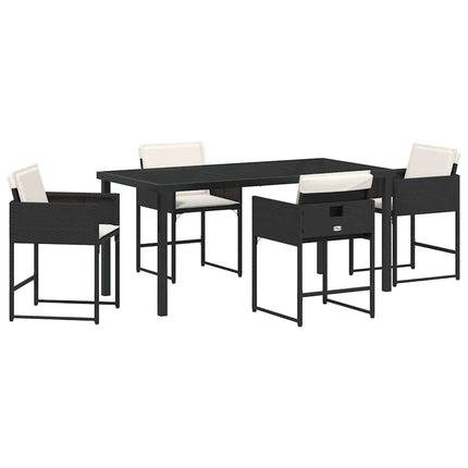 Have Spisebordssæt med pude 5 pcs Sort polyrattan