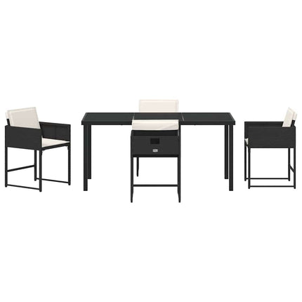 Have Spisebordssæt med pude 5 pcs Sort polyrattan