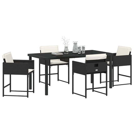 Have Spisebordssæt med pude 5 pcs Sort polyrattan