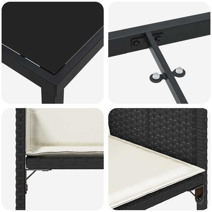 Have Spisebordssæt med pude 9 pcs Sort polyrattan