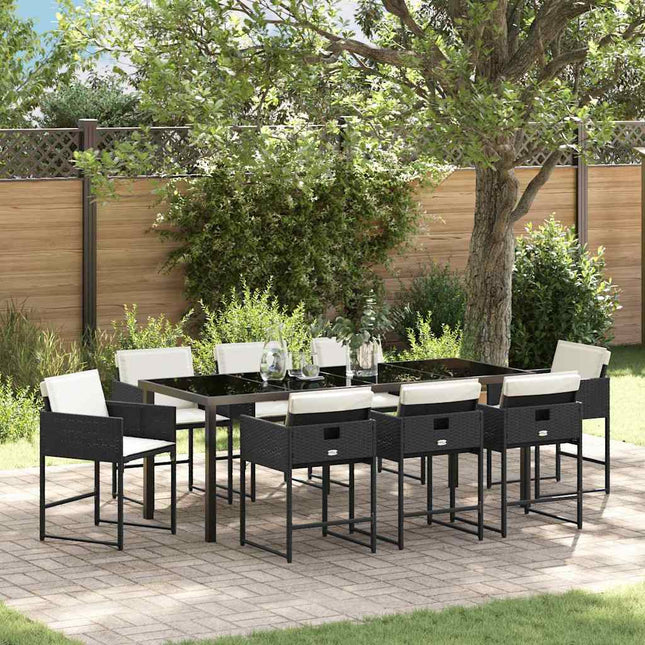 Have Spisebordssæt 9 stk. Sort polyrattan