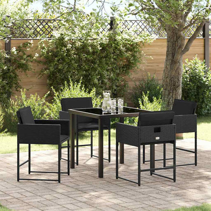 Have Spisebordssæt med pude 5 pcs Sort polyrattan