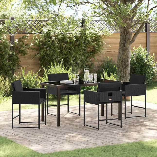 Have Spisebordssæt 5 stk. Sort polyrattan