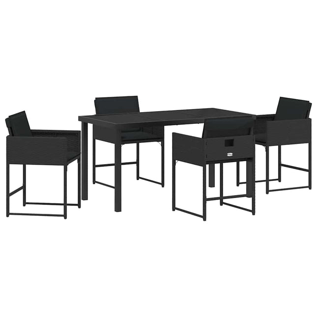 Have Spisebordssæt 5 stk. Sort polyrattan
