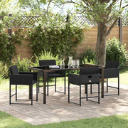 Have Spisebordssæt med pude 5 pcs Sort polyrattan