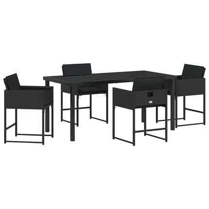 Have Spisebordssæt med pude 5 pcs Sort polyrattan